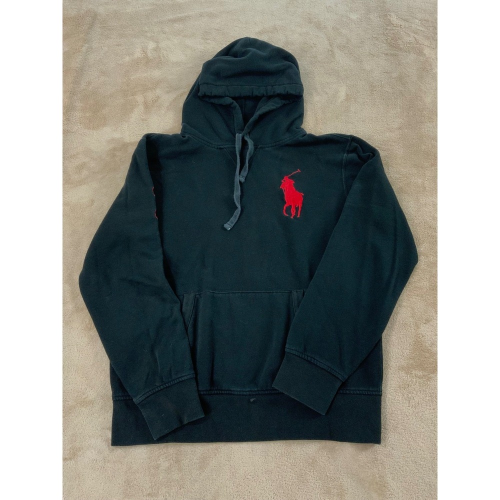 Polo Ralph Lauren big Red #3 Logo Hoodie Womens size Small/Petite Black